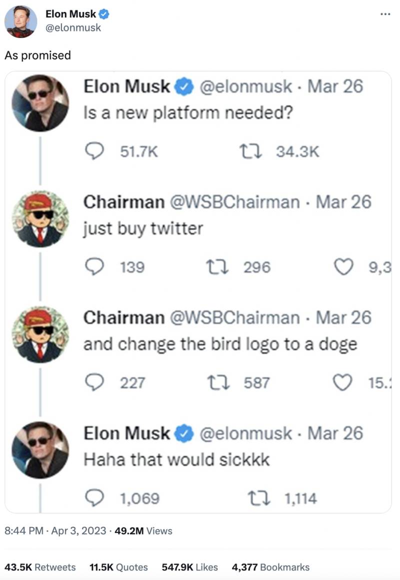 Elon Musk Twitter Dogecoin exchange