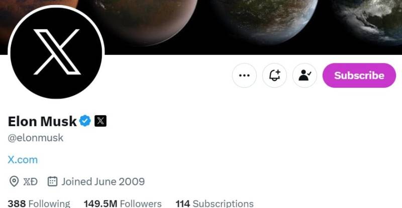 Elon Musk Twitter profile